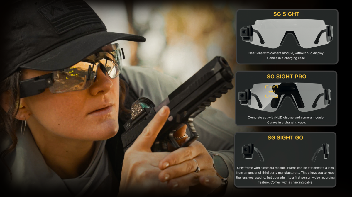 Lena Miculek wearing SG Sight Pro, 3 versions of SG Sight Pro