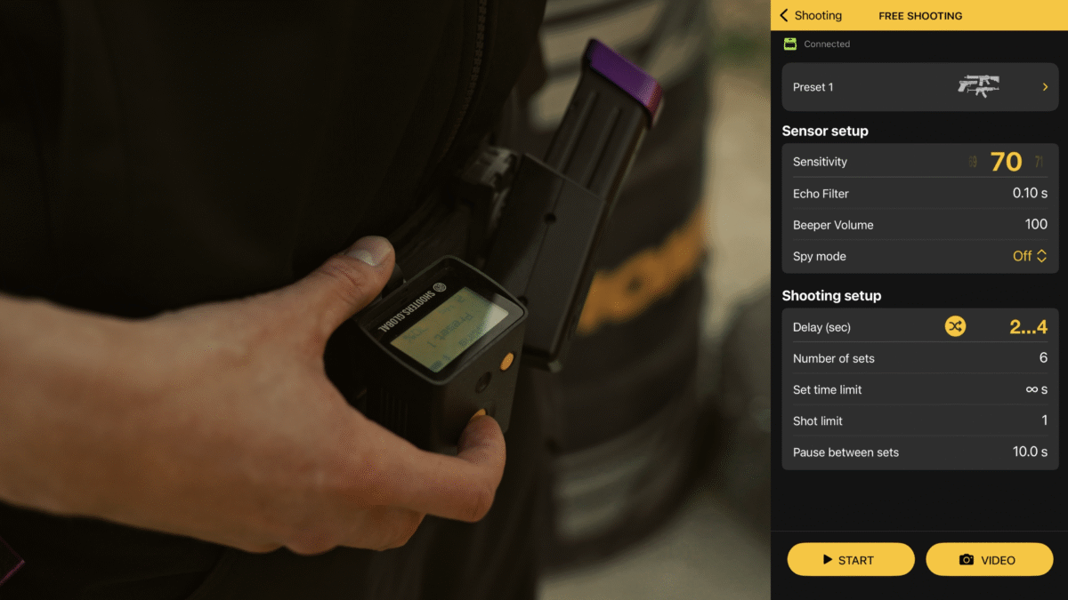 starting shooting drill using sg timer Go and Drills App